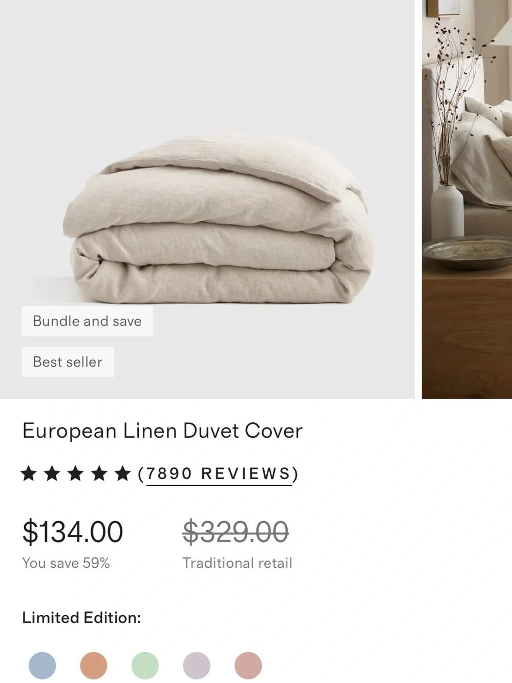Quince European Linen Duvet Cover Twin Natural Chambray NWT Cover Only